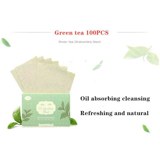 2022 Hot Protable Facial Absorbent Paper Oil Control Wipes Green Tea Bamboo Charcoal Sheet Oily Face Blotting Matting Tissue