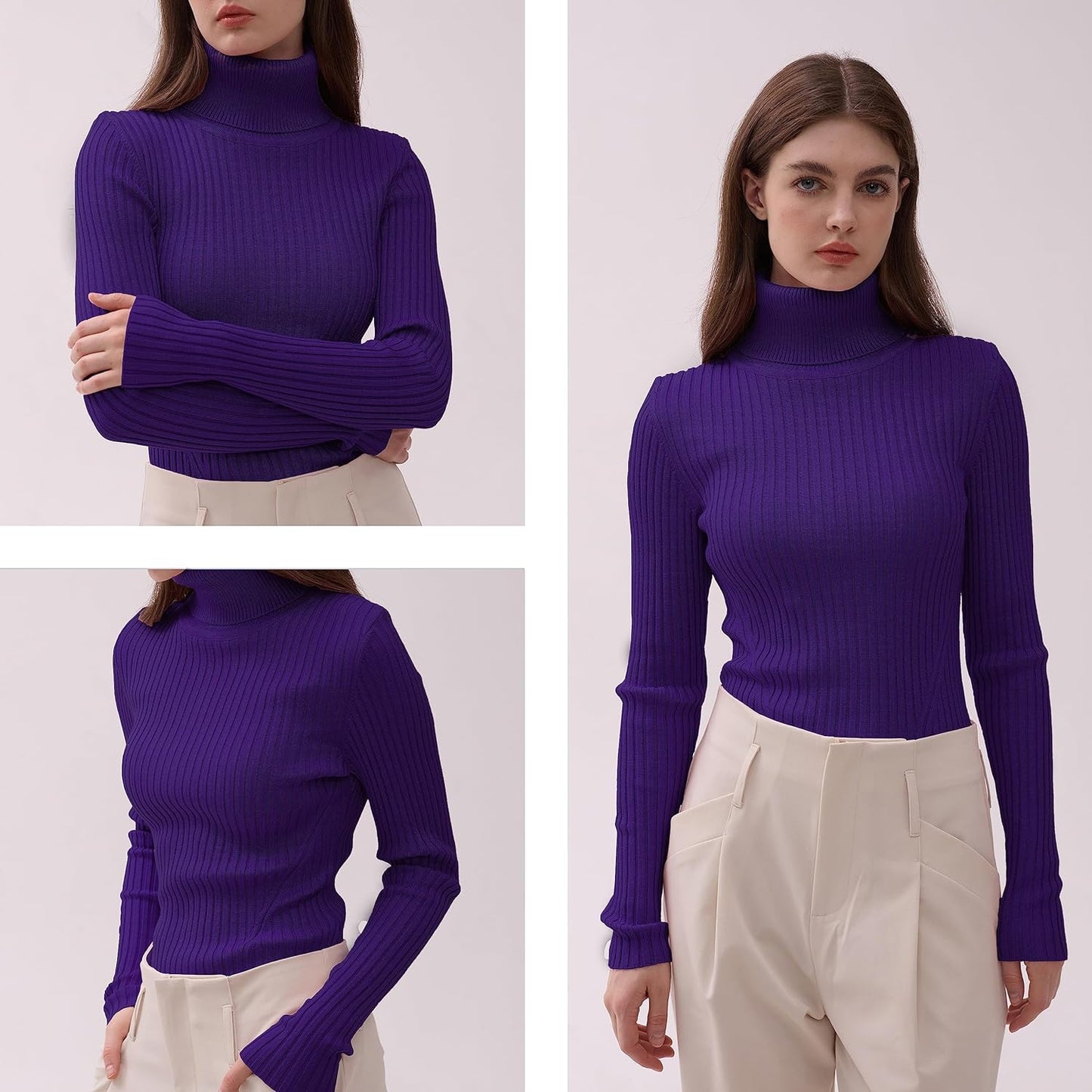 Mock Neck Ribbed Sweaters for Women Cute Sexy Knitted Warm Fitted Fashion Pullover Sweater